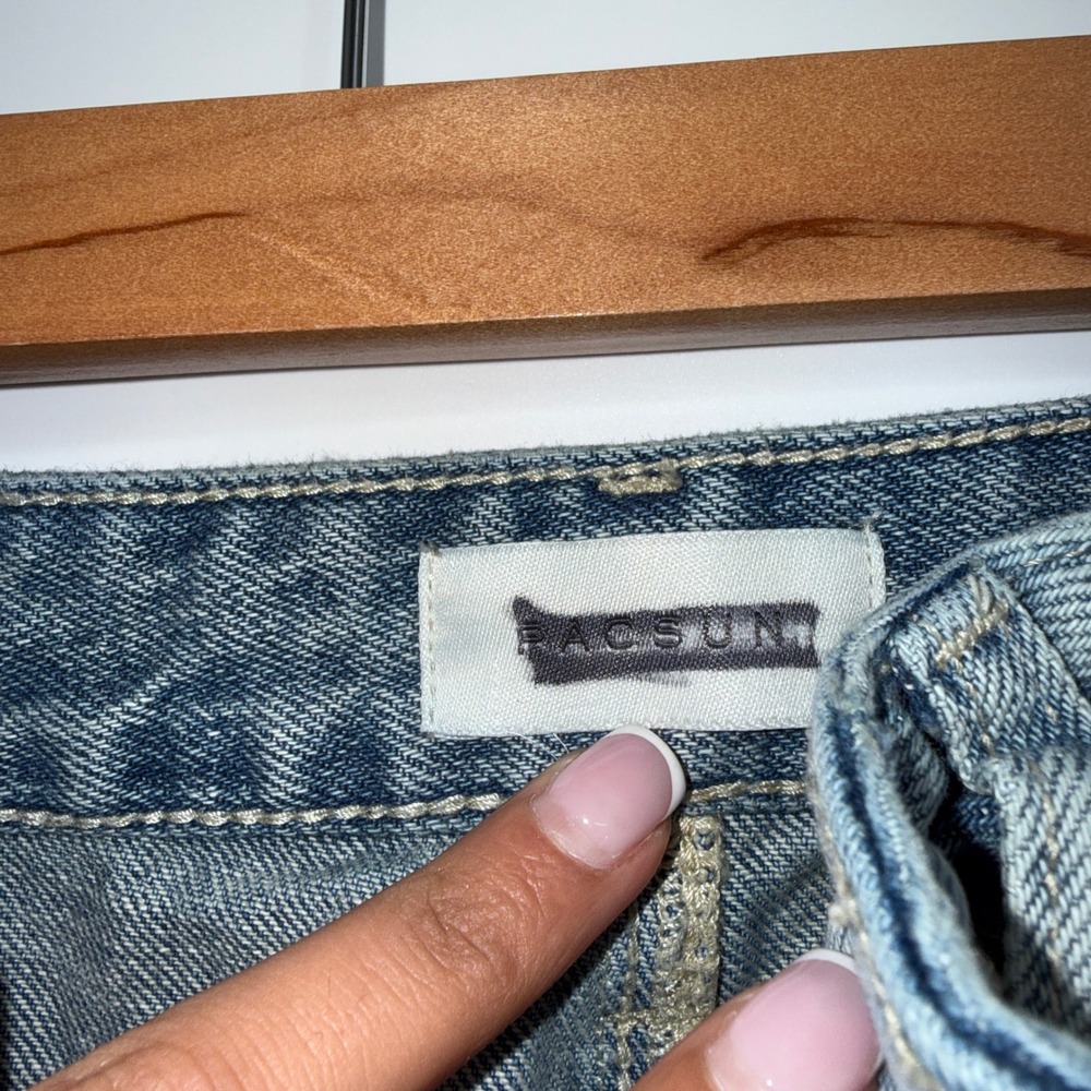 PacSun Casey Low Rise Light Wash Wide Leg Paneled Seam Carpenter Jeans Womens 26 - Picture 2 of 10